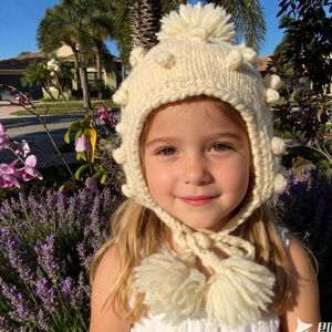 Cozy Cream Knit Pom-Pom Kids Hat